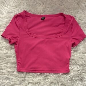SHEIN Fuchsia Ribbed Crop Top